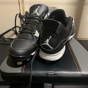 Air Jordan 4’s, baseball cleats with metal spikes